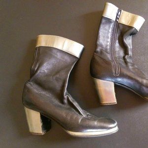 Herbert Levine Black and Silver Barbarella Mod Space Boots Vintage